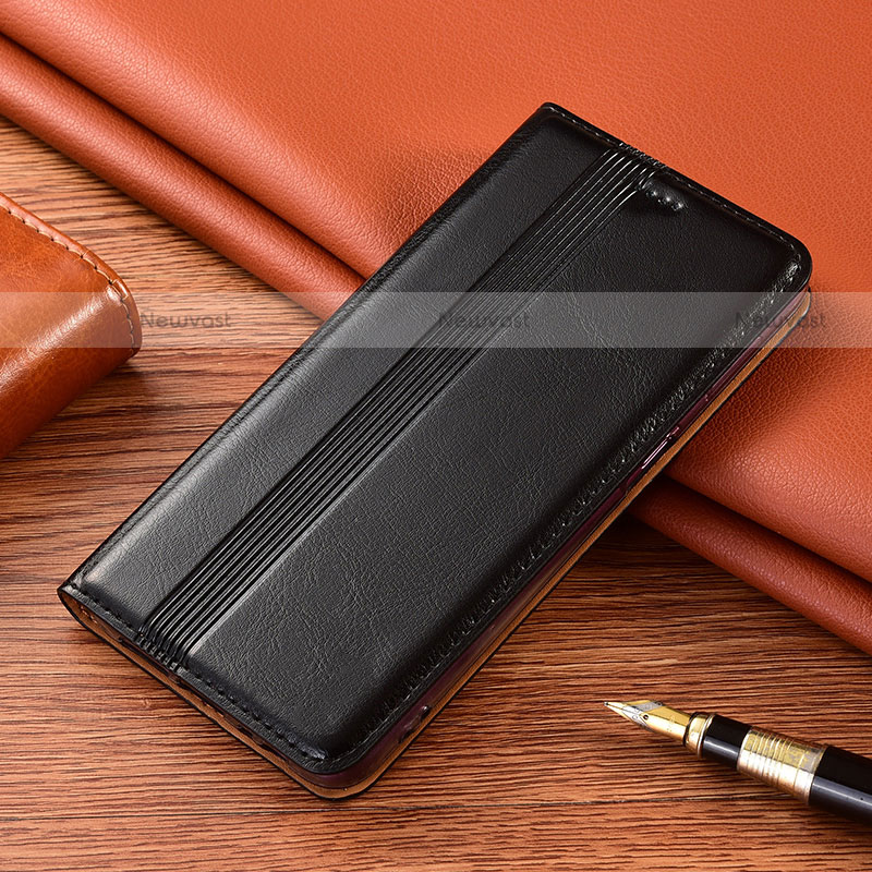 Leather Case Stands Flip Cover L02 Holder for Motorola Moto G9 Black
