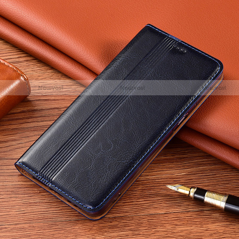 Leather Case Stands Flip Cover L02 Holder for Motorola Moto G9 Blue