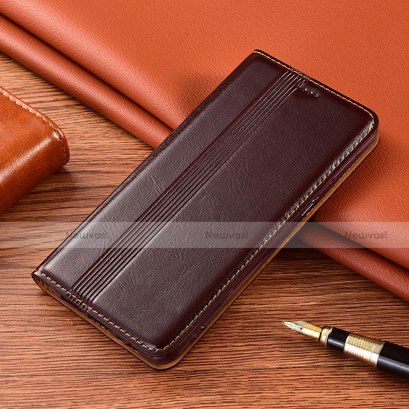 Leather Case Stands Flip Cover L02 Holder for Nokia 2.4 Brown