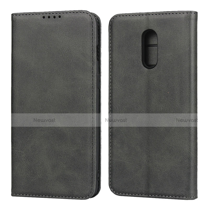 Leather Case Stands Flip Cover L02 Holder for OnePlus 7 Black