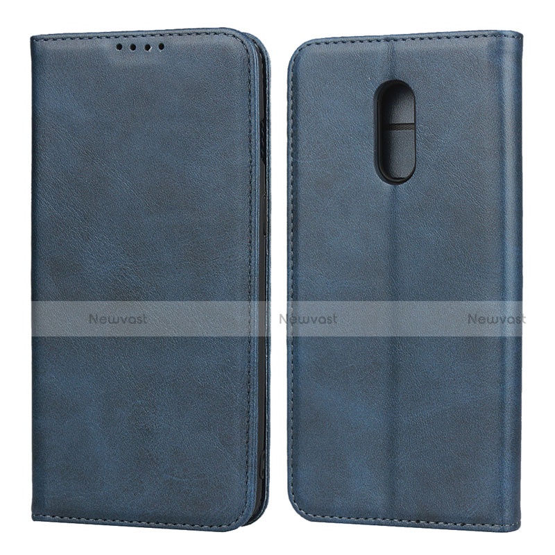 Leather Case Stands Flip Cover L02 Holder for OnePlus 7 Blue