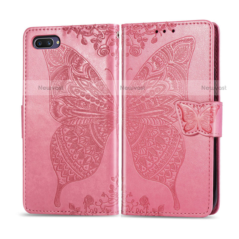 Leather Case Stands Flip Cover L02 Holder for Oppo A12e Pink