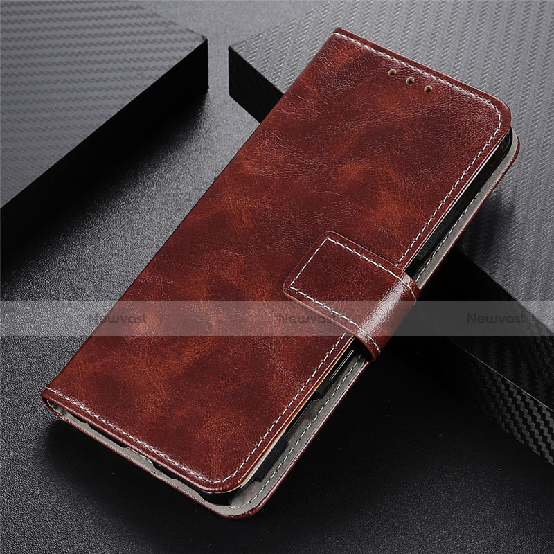 Leather Case Stands Flip Cover L02 Holder for Oppo A93 Brown