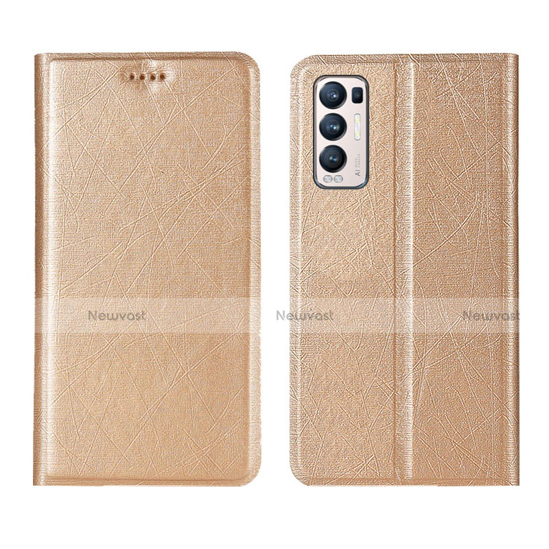 Leather Case Stands Flip Cover L02 Holder for Oppo Find X3 Neo 5G Gold