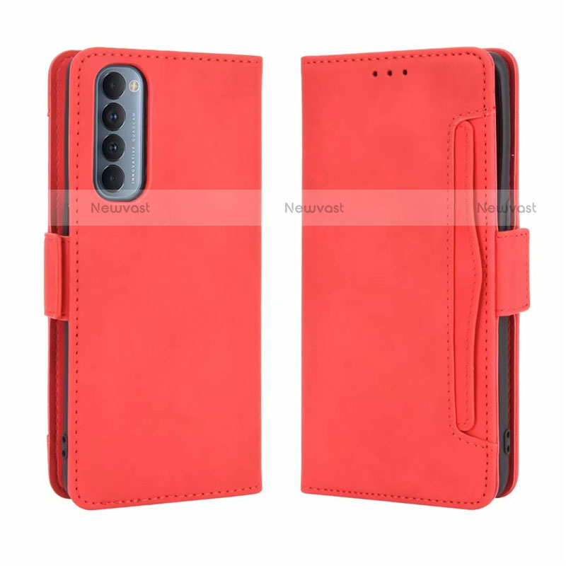 Leather Case Stands Flip Cover L02 Holder for Oppo Reno4 Pro 4G Red