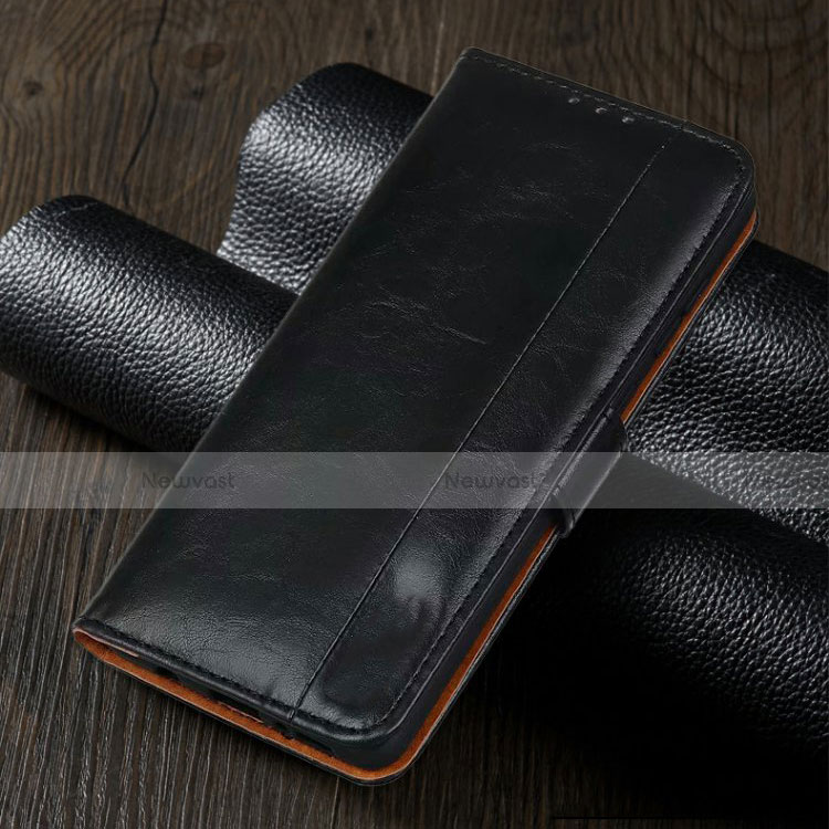 Leather Case Stands Flip Cover L02 Holder for Realme 5i Black