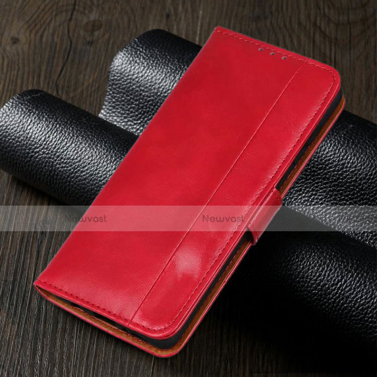 Leather Case Stands Flip Cover L02 Holder for Realme 5i Red