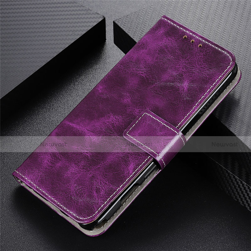 Leather Case Stands Flip Cover L02 Holder for Realme 7 Pro Purple