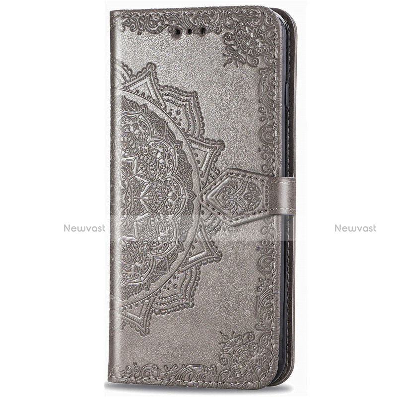 Leather Case Stands Flip Cover L02 Holder for Realme C3 Gray