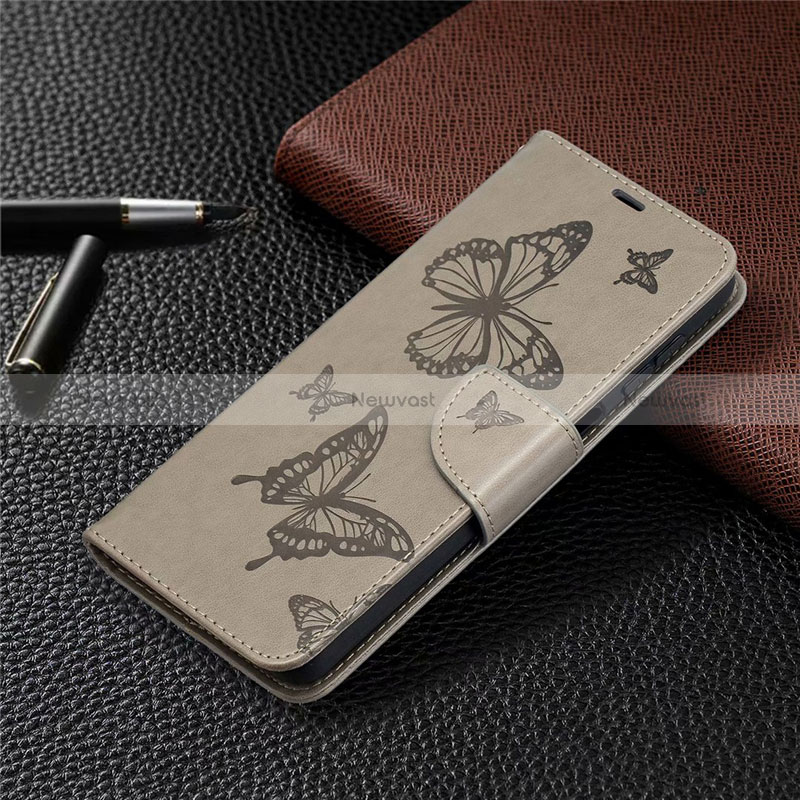 Leather Case Stands Flip Cover L02 Holder for Samsung Galaxy A12 Nacho Gray