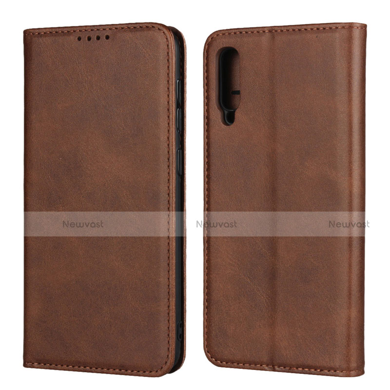 Leather Case Stands Flip Cover L02 Holder for Samsung Galaxy A30S Brown