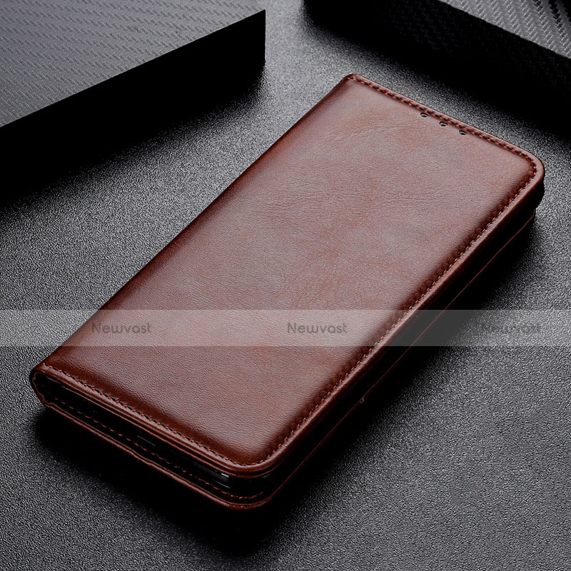 Leather Case Stands Flip Cover L02 Holder for Samsung Galaxy A31 Brown
