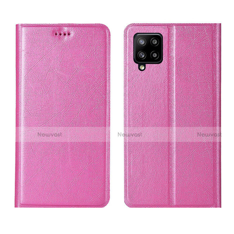 Leather Case Stands Flip Cover L02 Holder for Samsung Galaxy A42 5G Pink