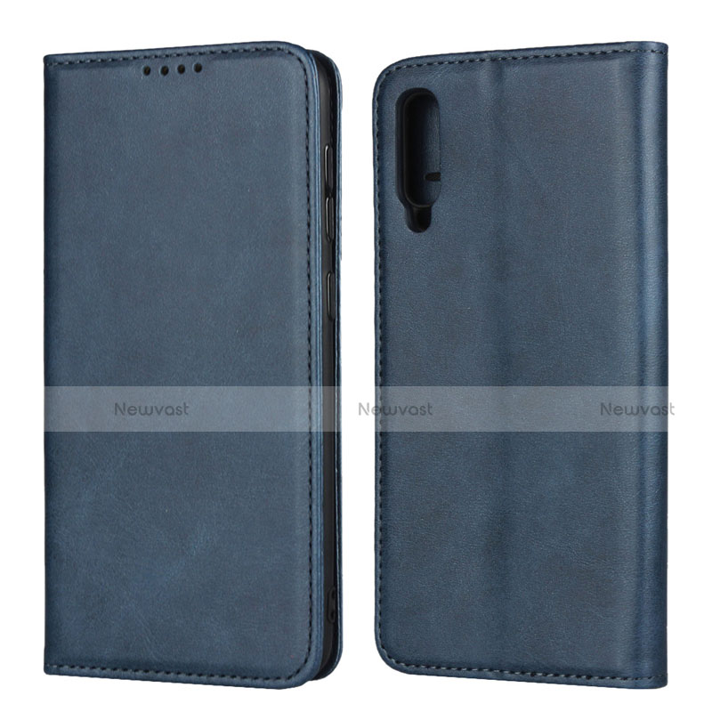 Leather Case Stands Flip Cover L02 Holder for Samsung Galaxy A50 Blue