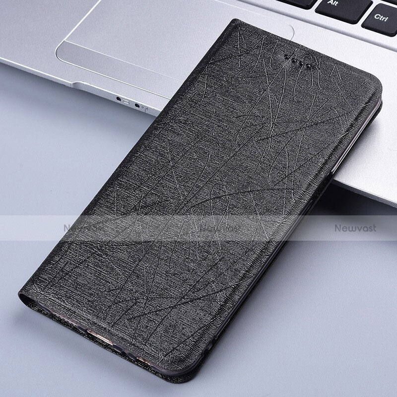 Leather Case Stands Flip Cover L02 Holder for Samsung Galaxy A81 Black