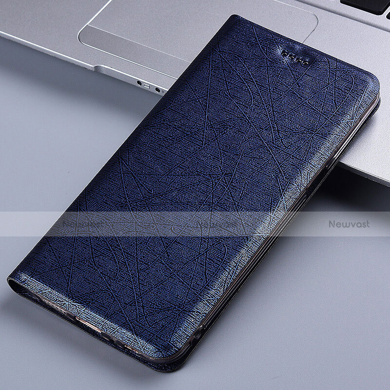 Leather Case Stands Flip Cover L02 Holder for Samsung Galaxy A81 Blue