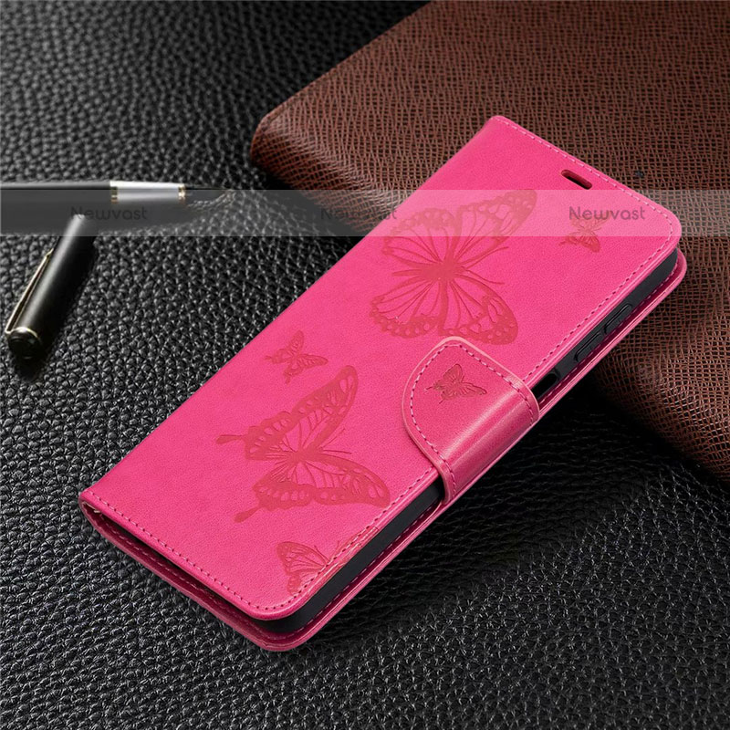 Leather Case Stands Flip Cover L02 Holder for Samsung Galaxy F12 Hot Pink