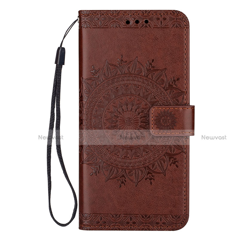 Leather Case Stands Flip Cover L02 Holder for Samsung Galaxy S20 5G Brown