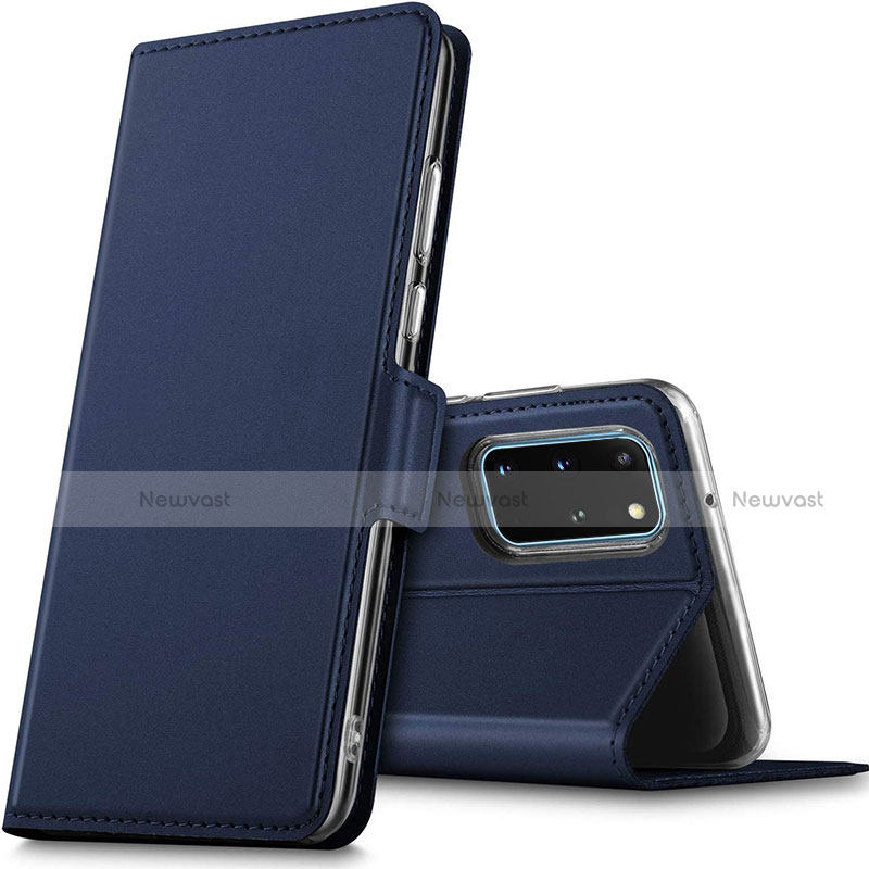Leather Case Stands Flip Cover L02 Holder for Samsung Galaxy S20 Plus 5G Blue