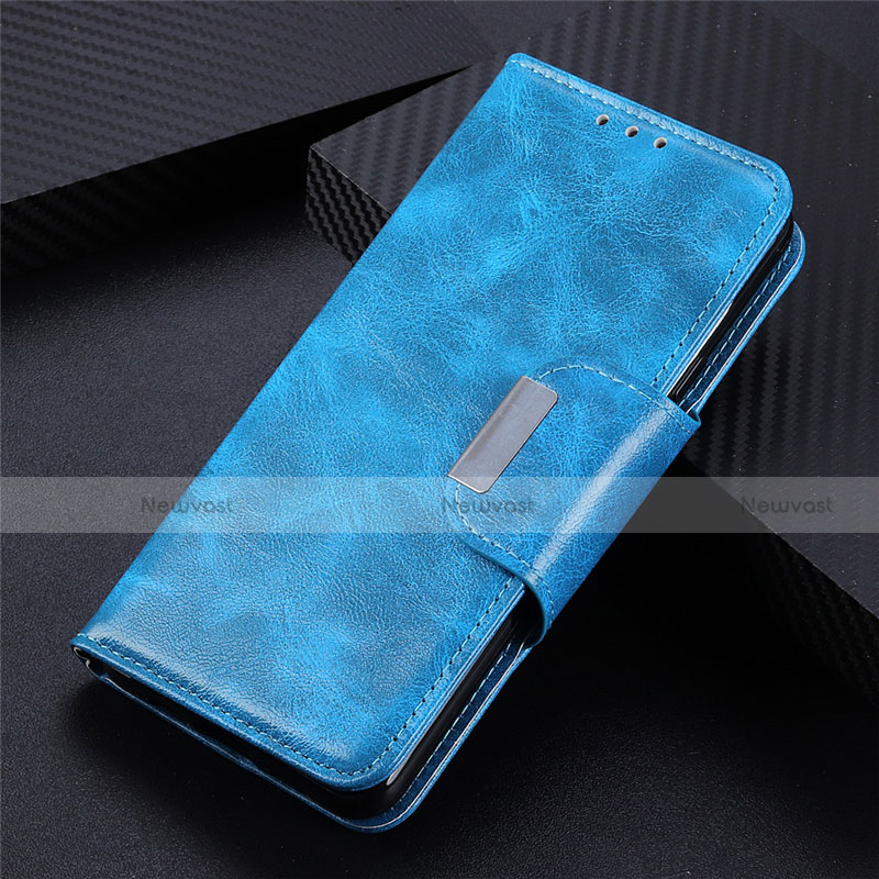 Leather Case Stands Flip Cover L02 Holder for Samsung Galaxy S21 5G Sky Blue