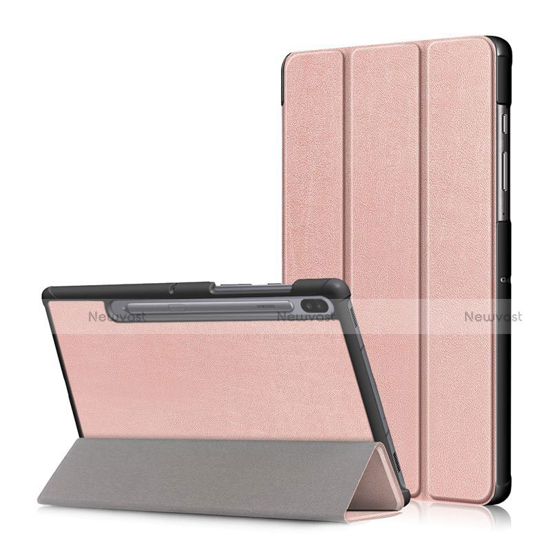 Leather Case Stands Flip Cover L02 Holder for Samsung Galaxy Tab S6 10.5 SM-T860 Rose Gold