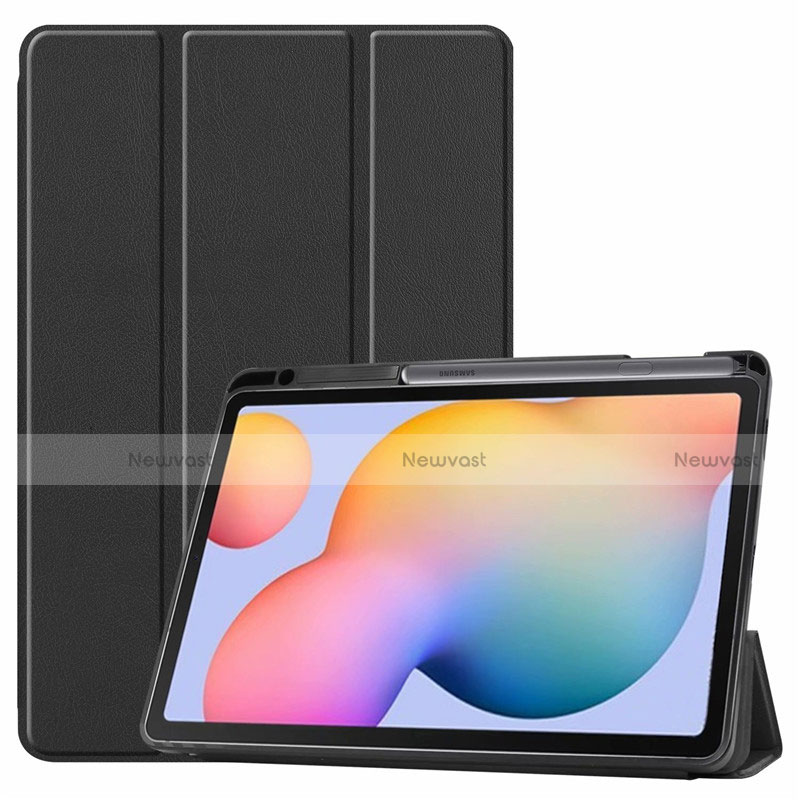Leather Case Stands Flip Cover L02 Holder for Samsung Galaxy Tab S6 Lite 10.4 SM-P610 Black