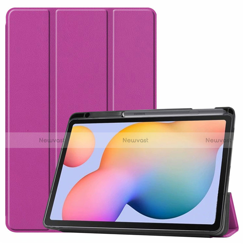 Leather Case Stands Flip Cover L02 Holder for Samsung Galaxy Tab S6 Lite 10.4 SM-P610 Purple