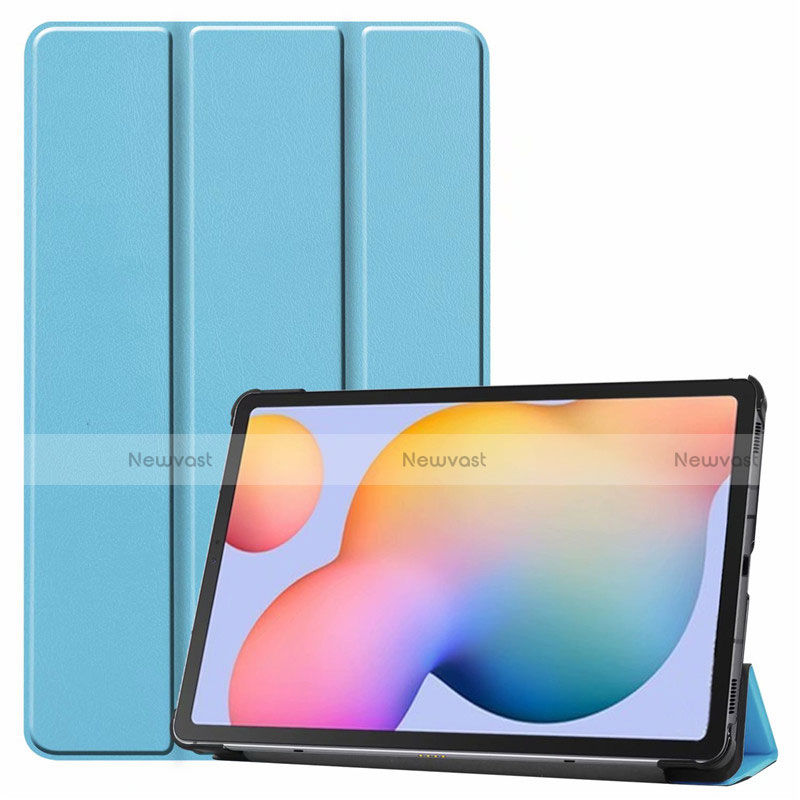 Leather Case Stands Flip Cover L02 Holder for Samsung Galaxy Tab S6 Lite 10.4 SM-P610 Sky Blue