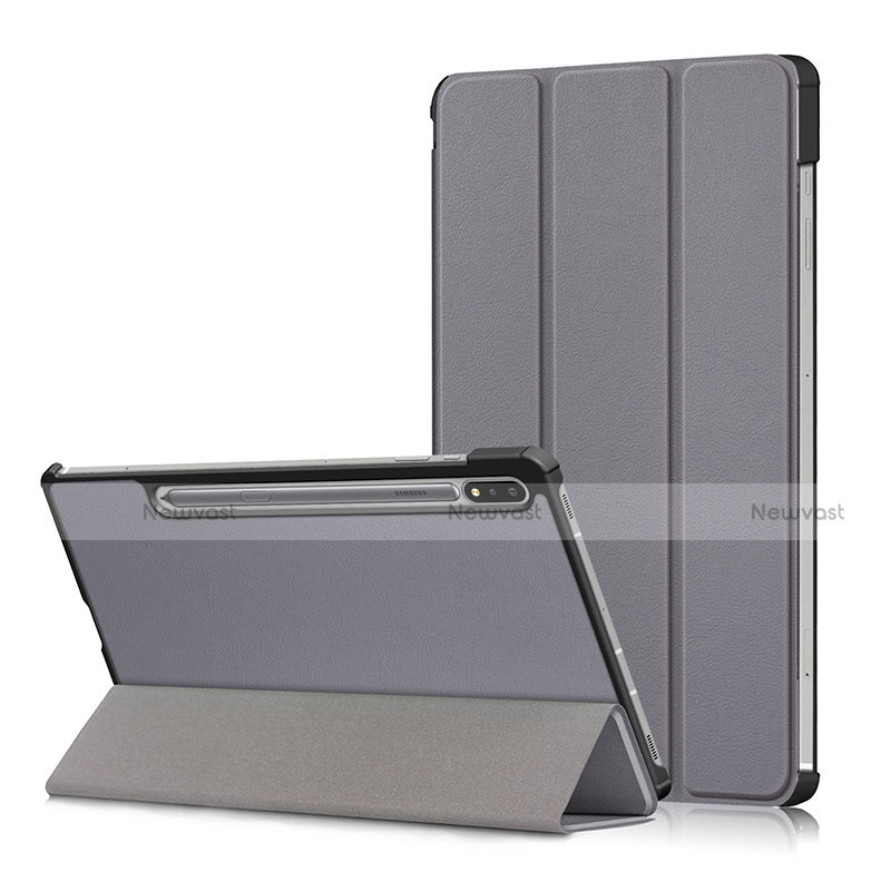 Leather Case Stands Flip Cover L02 Holder for Samsung Galaxy Tab S7 11 Wi-Fi SM-T870 Gray