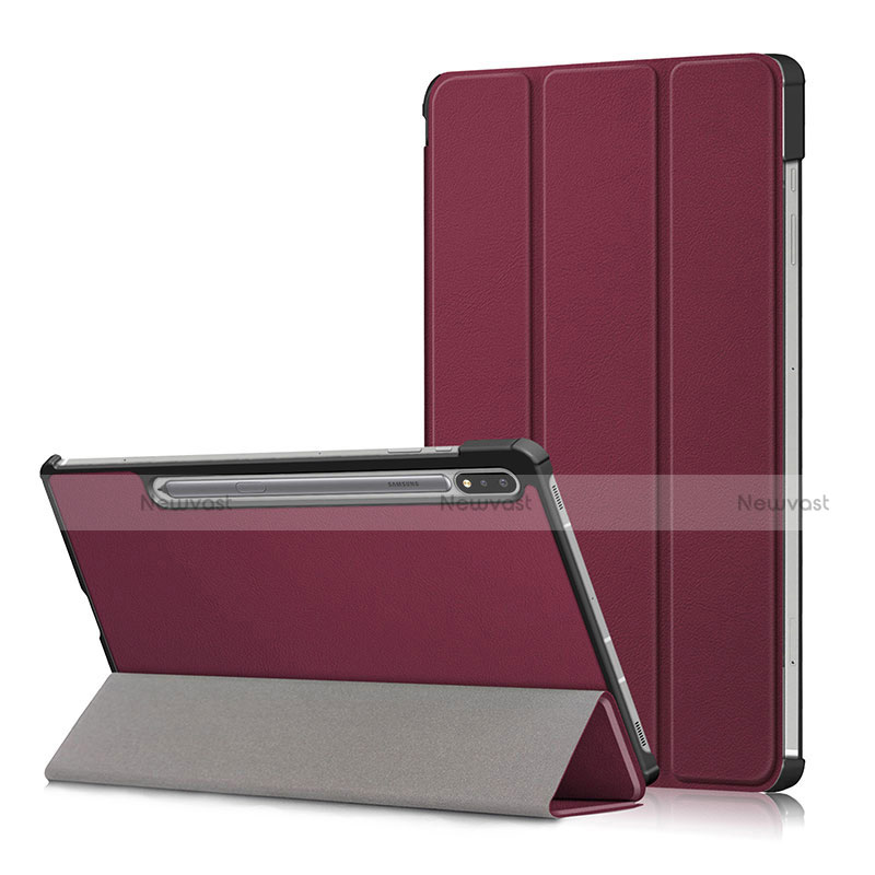 Leather Case Stands Flip Cover L02 Holder for Samsung Galaxy Tab S7 11 Wi-Fi SM-T870 Red Wine