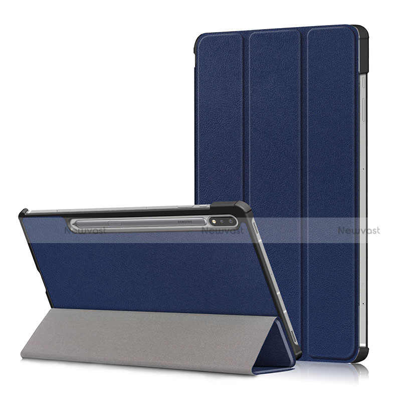 Leather Case Stands Flip Cover L02 Holder for Samsung Galaxy Tab S7 Plus 12.4 Wi-Fi SM-T970 Blue