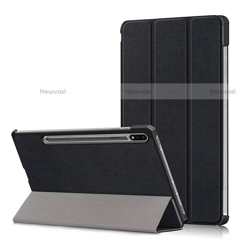 Leather Case Stands Flip Cover L02 Holder for Samsung Galaxy Tab S7 Plus 5G 12.4 SM-T976 Black