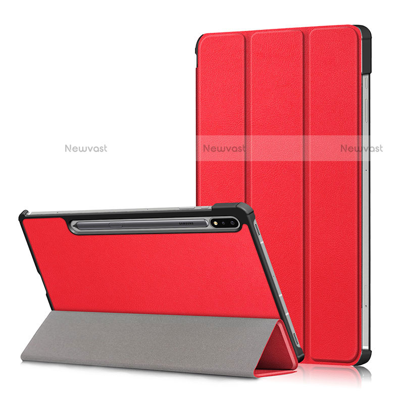 Leather Case Stands Flip Cover L02 Holder for Samsung Galaxy Tab S7 Plus 5G 12.4 SM-T976 Red