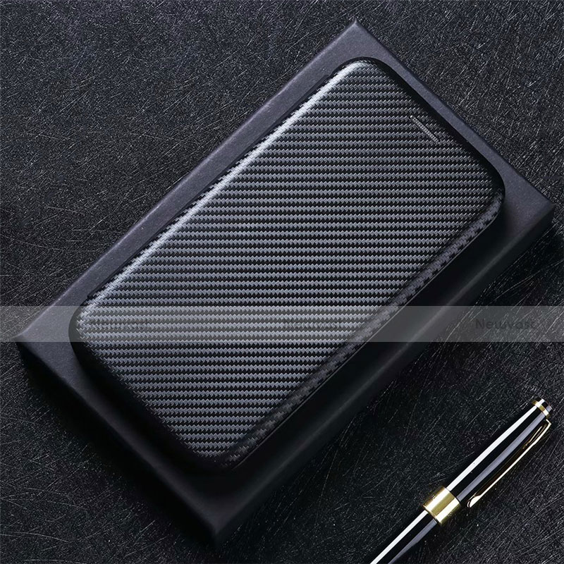 Leather Case Stands Flip Cover L02 Holder for Sharp AQUOS Sense4 Plus Black