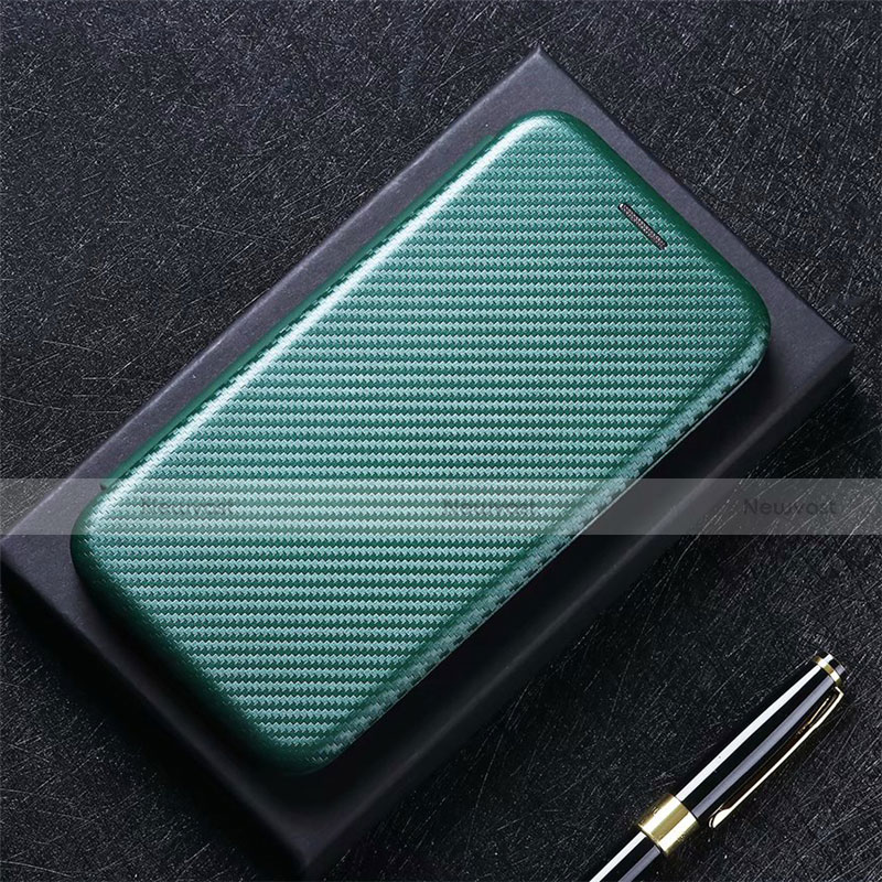 Leather Case Stands Flip Cover L02 Holder for Sharp AQUOS Sense4 Plus Green