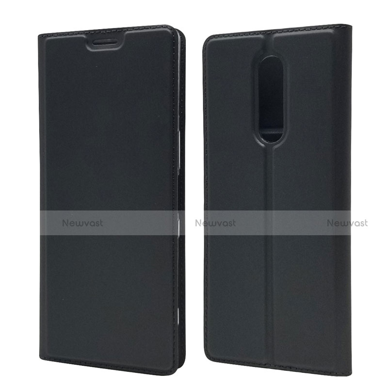 Leather Case Stands Flip Cover L02 Holder for Sony Xperia 1 Black