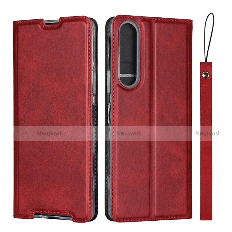 Leather Case Stands Flip Cover L02 Holder for Sony Xperia 1 II Red