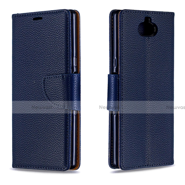 Leather Case Stands Flip Cover L02 Holder for Sony Xperia 10 Blue