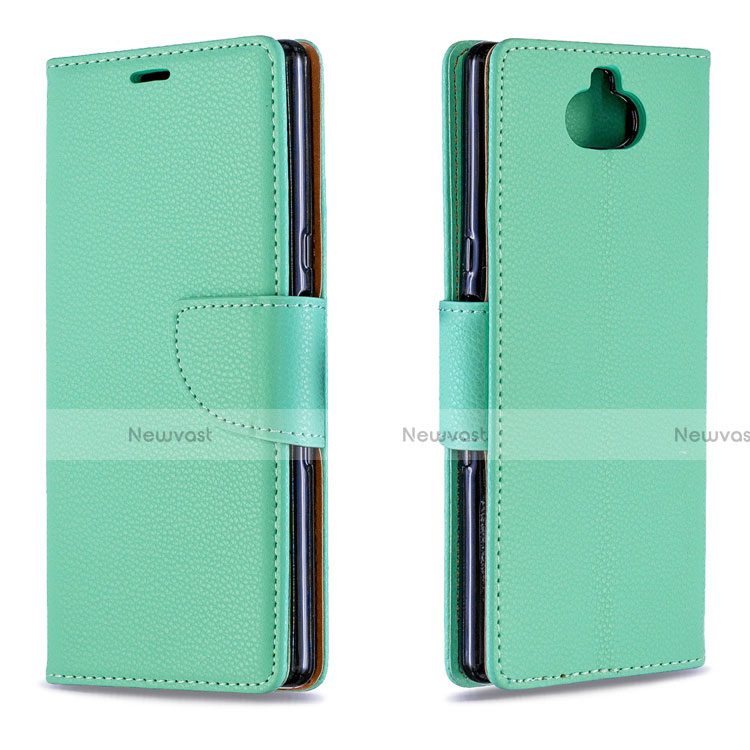 Leather Case Stands Flip Cover L02 Holder for Sony Xperia 10 Green