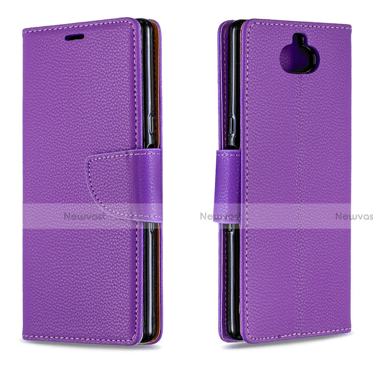 Leather Case Stands Flip Cover L02 Holder for Sony Xperia 10 Purple