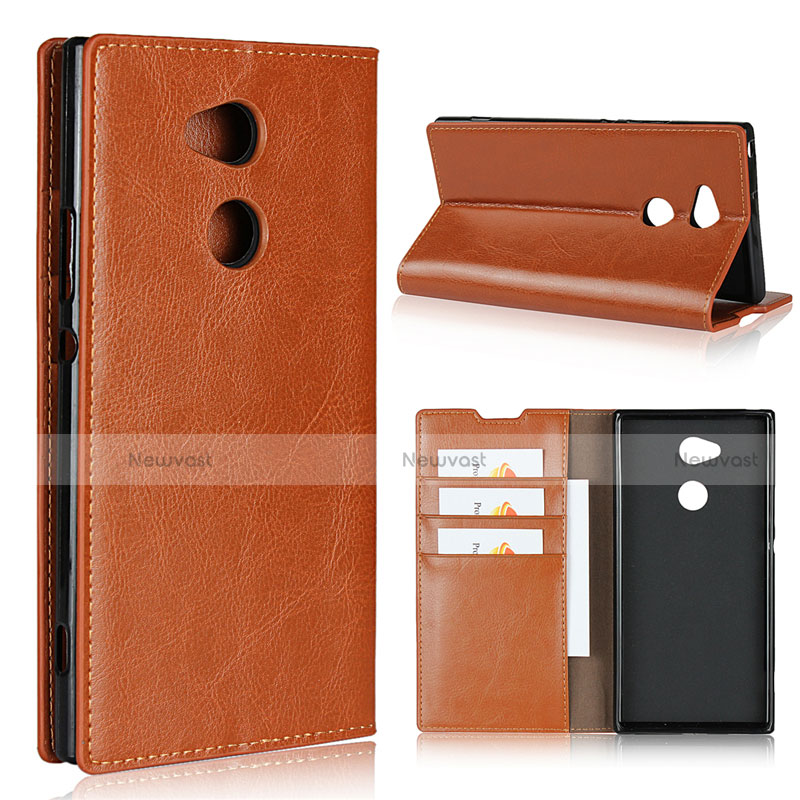 Leather Case Stands Flip Cover L02 Holder for Sony Xperia XA2 Ultra Orange