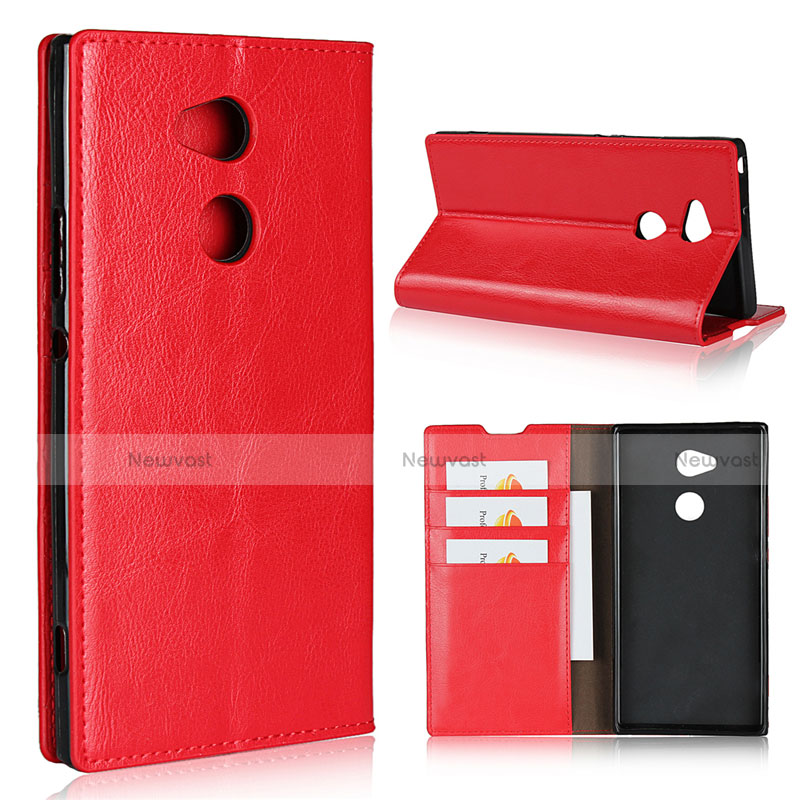 Leather Case Stands Flip Cover L02 Holder for Sony Xperia XA2 Ultra Red