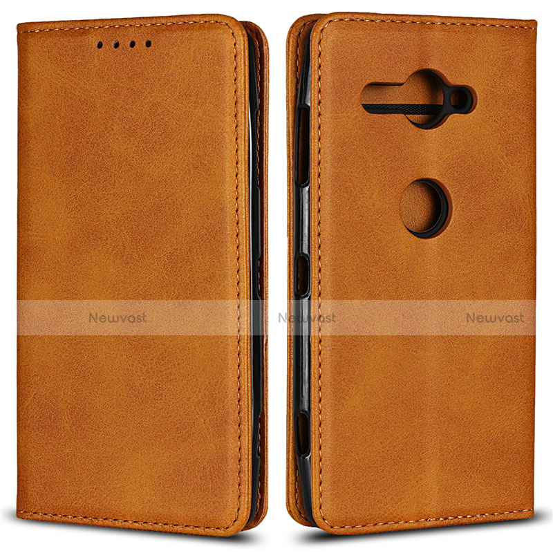 Leather Case Stands Flip Cover L02 Holder for Sony Xperia XZ2 Compact Orange