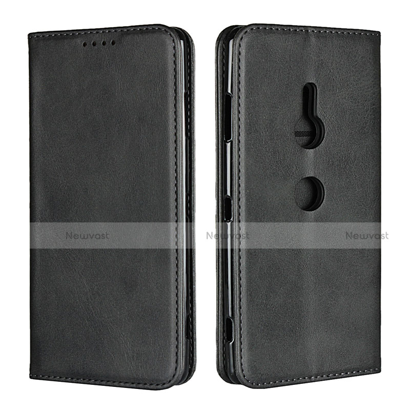 Leather Case Stands Flip Cover L02 Holder for Sony Xperia XZ3 Black