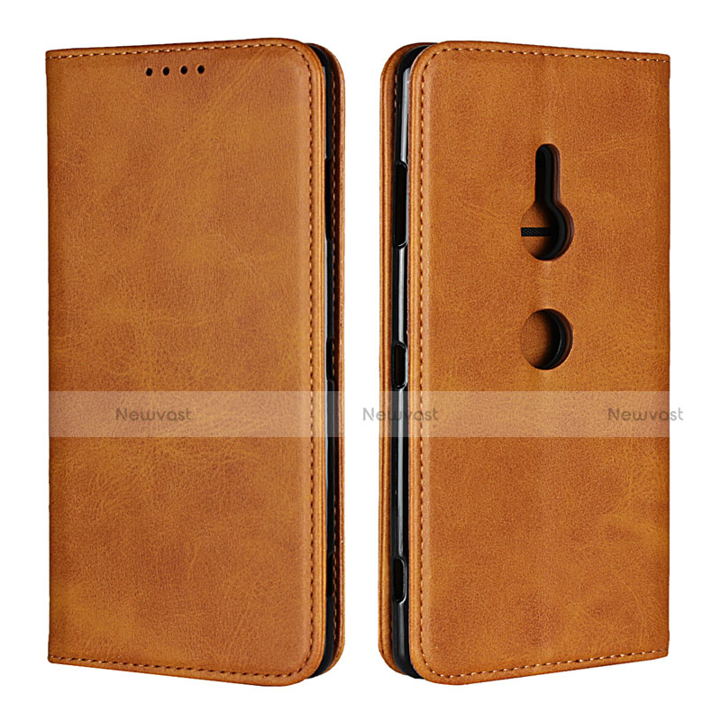 Leather Case Stands Flip Cover L02 Holder for Sony Xperia XZ3 Orange