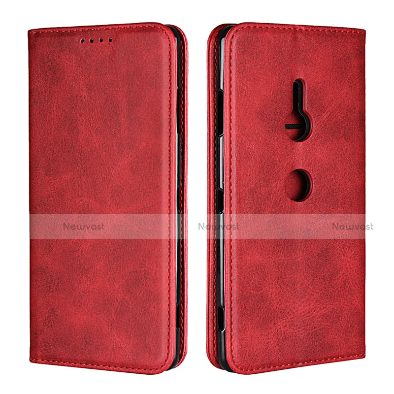 Leather Case Stands Flip Cover L02 Holder for Sony Xperia XZ3 Red