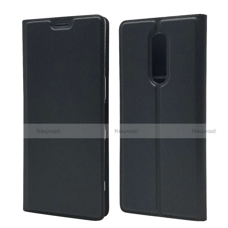 Leather Case Stands Flip Cover L02 Holder for Sony Xperia XZ4 Black