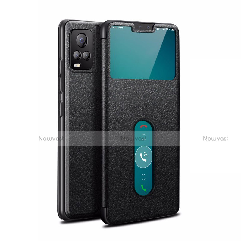 Leather Case Stands Flip Cover L02 Holder for Vivo V20 Pro 5G Black