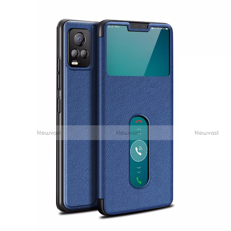 Leather Case Stands Flip Cover L02 Holder for Vivo V20 Pro 5G Blue