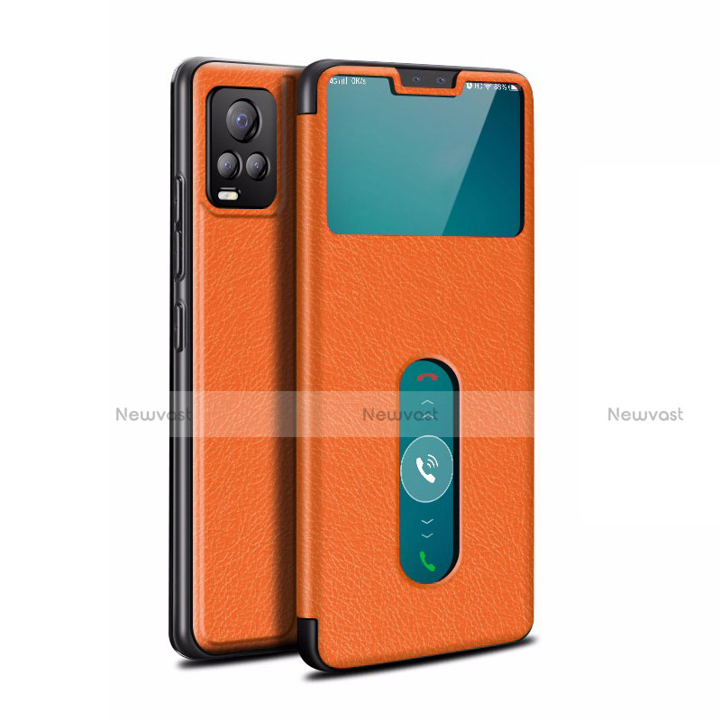 Leather Case Stands Flip Cover L02 Holder for Vivo V20 Pro 5G Orange